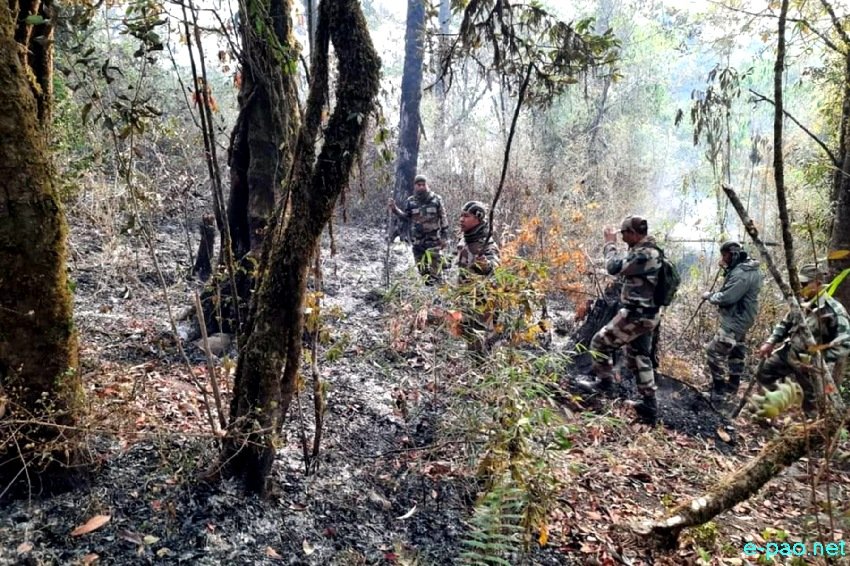 Forest fire at Shirui peak in Ukhrul district, Manipur :: March 29 2021