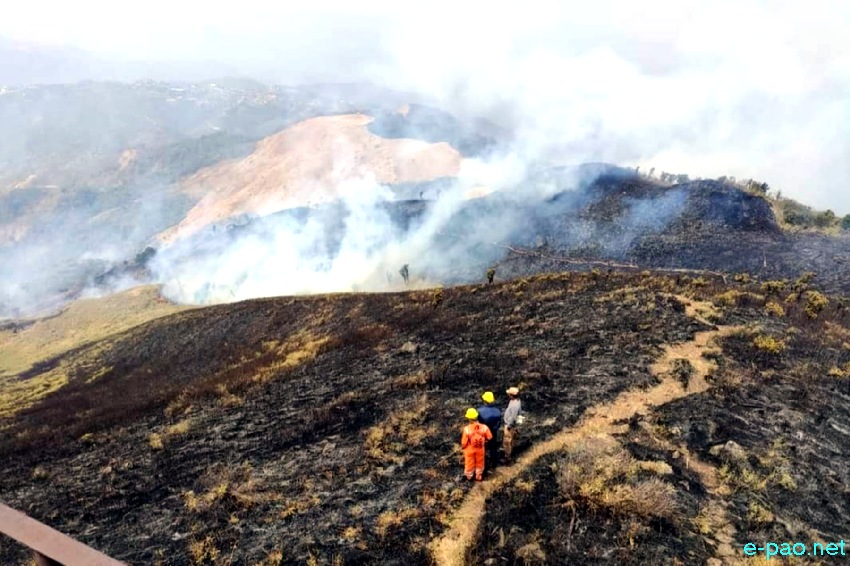 Forest fire at Shirui peak in Ukhrul district, Manipur :: March 29 2021