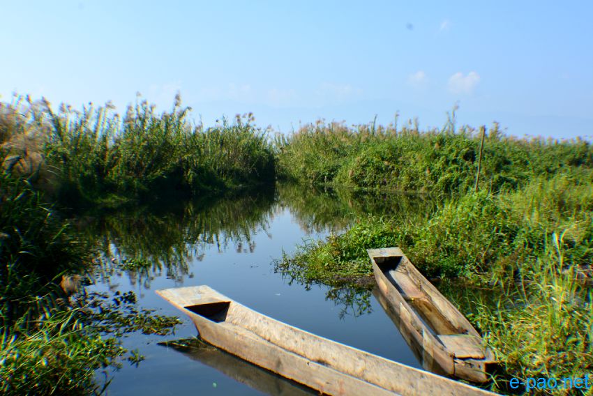 Landscape view of Loktak Lake in winter :: December 2013