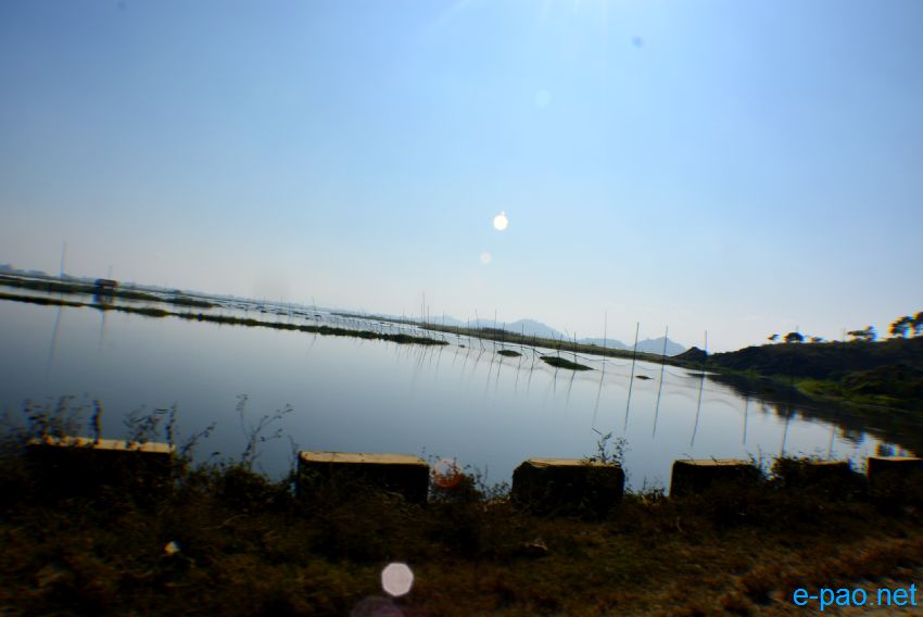 Landscape view of Loktak Lake in winter :: December 2013