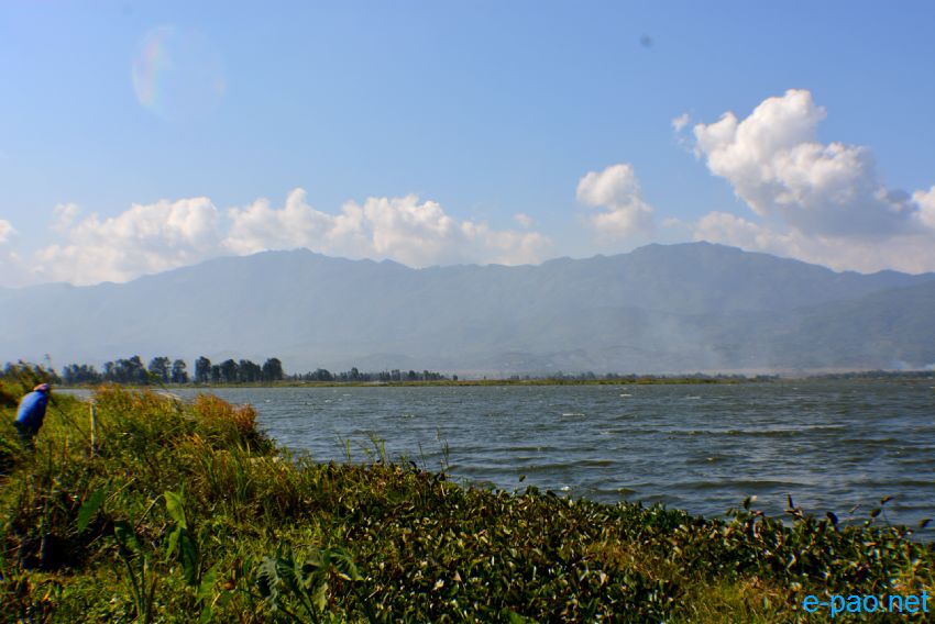 Landscape view of Loktak Lake in winter :: December 2013