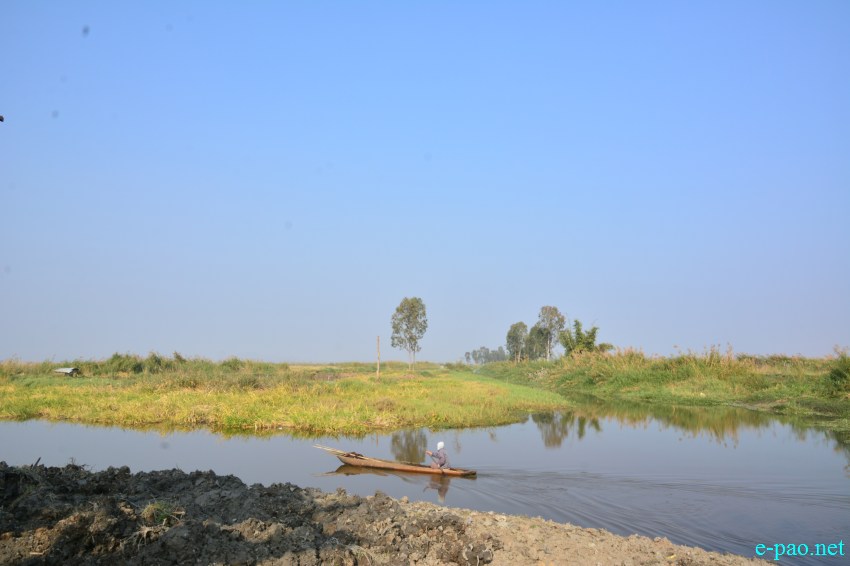   Joining of two rivers - Nambul and Oinam which flow towards Karong bridge and meet at Loktak in January 2016 :: Pix - Deepak Oinam  