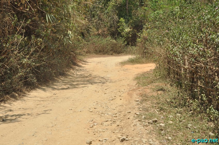 Pathetic road condition of Tongjei Maril also known as Old Cachar Road as seen in the third week of April 2014