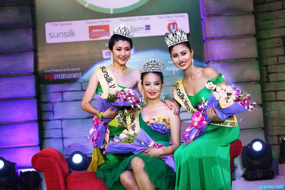 Winners of 14th Sunsilk Mega Miss North East - Meriya Subba from Sikkim (C), Licha Thosum from Arunachal Pradesh (L) and Soibam Kanchan Chanu from Manipur 