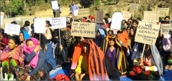 Protest demonstration at Risophung village against the molest
