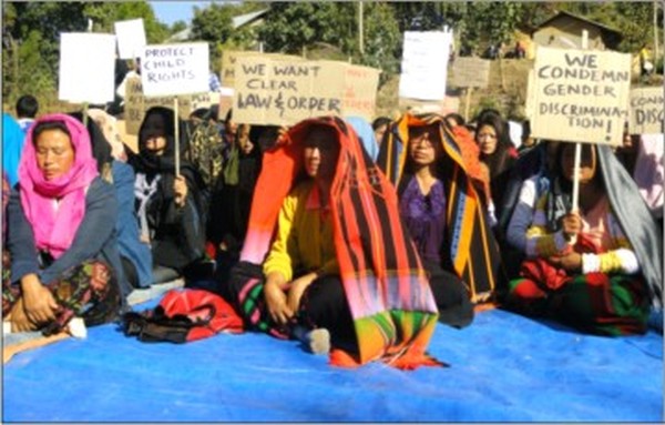File pic of a protest at Risophung village