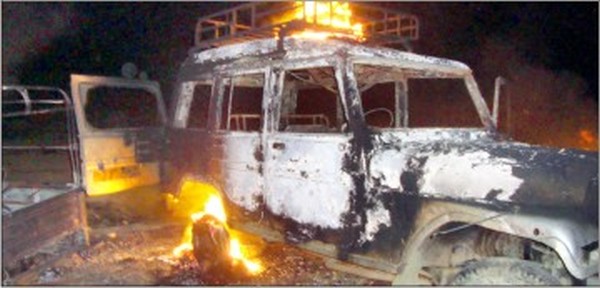 Remains of a vehicle torched during the bandh (File)