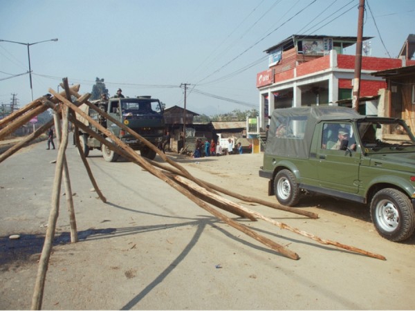 Chandel Molestation Case: An AR convoy passing through a bandh area in Imphal