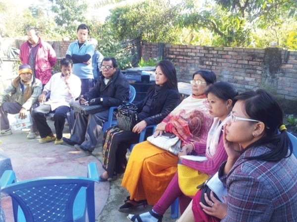 Members of Manipur State Women Commission conducting an inquiry in connection with the  Chandel incident at the residence of the victim Momoco