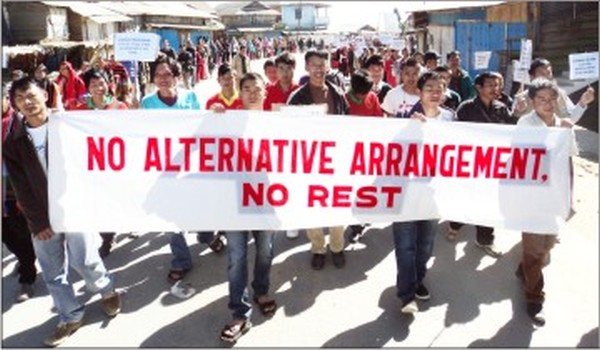 File pic of a rally demanding Alternative Arrangement