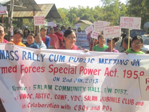 The mass rally taken out to demand scrapping of Armed Forces Special Powers Act at Yurembam Awang Leikai