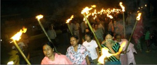 File pic of a protest demanding the repeal of AFSPA from Manipur