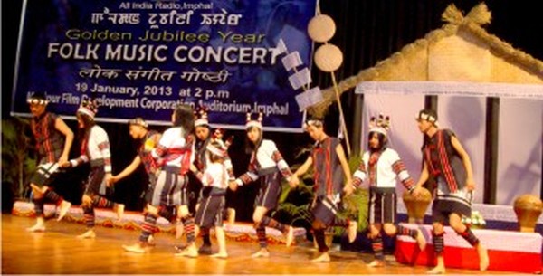 A traditional dance performance underway during the Golden Jubilee celebration of AIR Imphal
