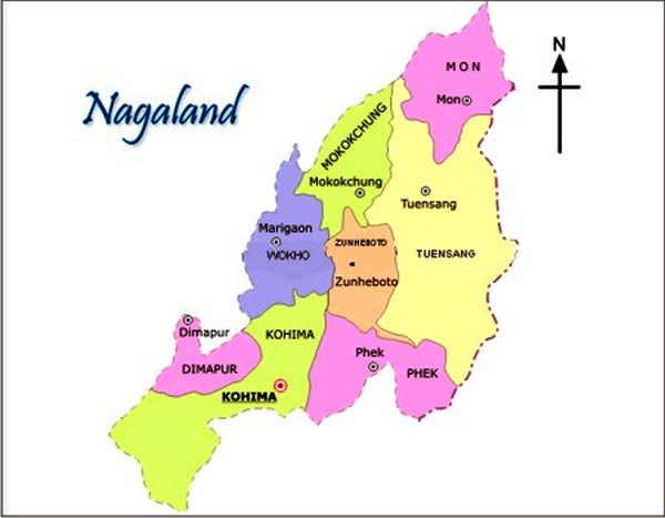 A map of Nagaland State