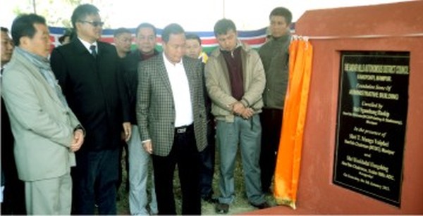 Minister Ngamthang at the foundation stone laying ceremony