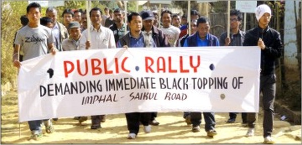 Rally to demand black topping of Imphal-Saikul road