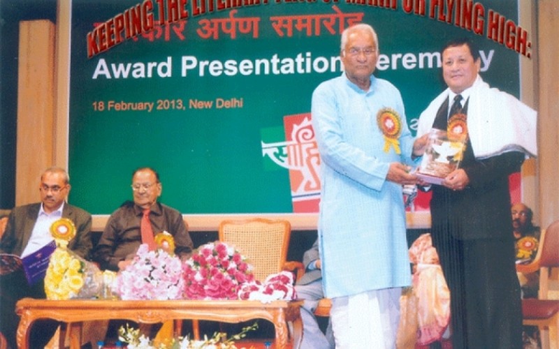  Prof Jodha Chandra Sanasam recieves  Sahitya Akademi Award on 18 February 2013 