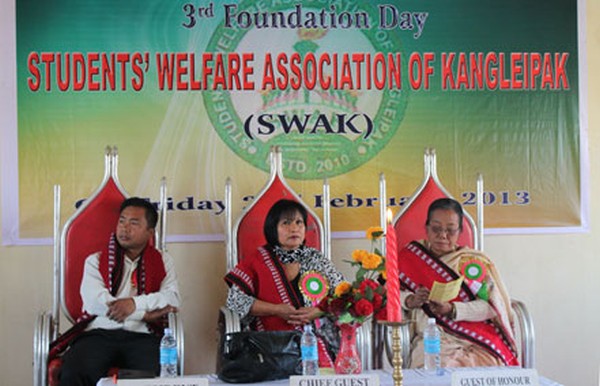 Dignitaries at the 3rd Foundation Day of Students' Welfare Association of Kangleipak at Ram Lal Paul Hr Sec School