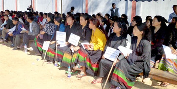 protest demonstration was staged today at Tangkhul Baptist Church, Imphal