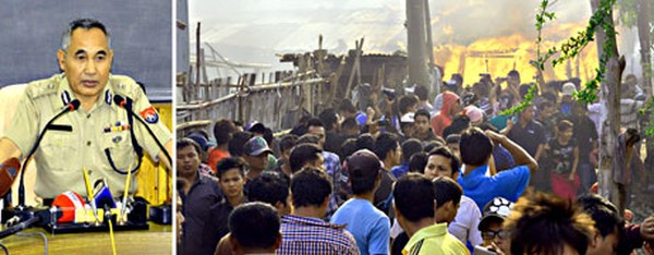 DGP Y joykumar addressing the media and a strong mob setting a house on fire