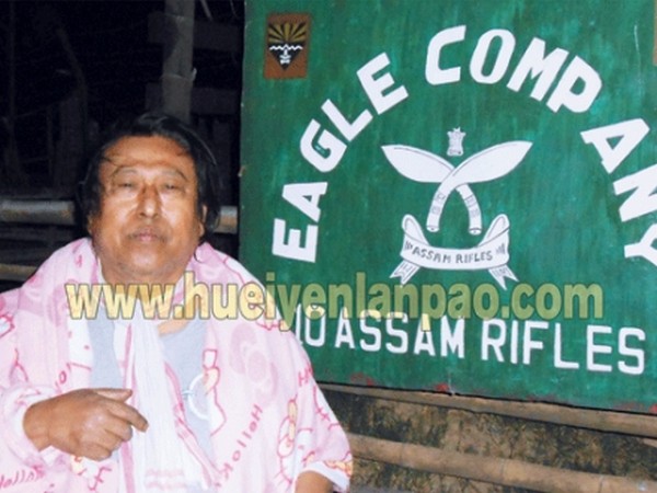 Mizoram born Manipuri Pakhang in front of the post of 10 Assam Rifles at Kotlien