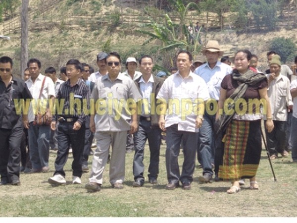 MLA Yamthong Haokip coming to inspect the progress of construction work on Ekoumulam Residential School
