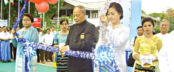 CM Ibobi cutting the ribbon for the 2 Day Regional Conclave at Sagaing Region, Myanmar
