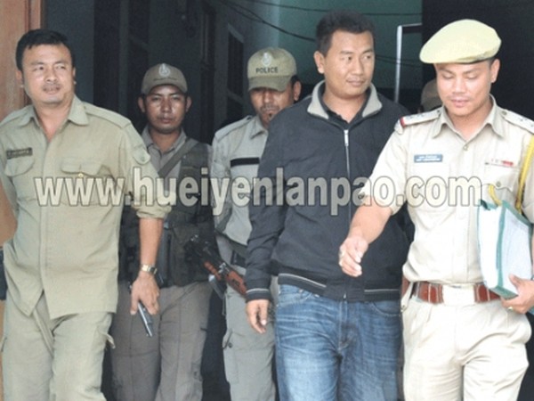 Accused Menshang Mizo coming out after appearing before CJM, Thoubal