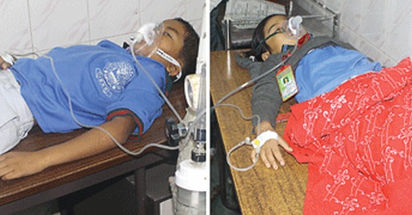Two out of 15 school children undergoing emergency treatment at the JNIMS Casualty Ward