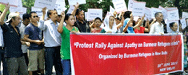 Burmese refugees protesting