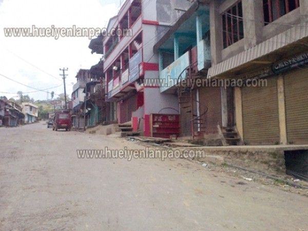 A scene of deserted Tamenglong bazar during bandh hours