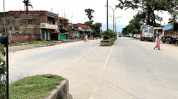 A deserted road Imphal during Bandh