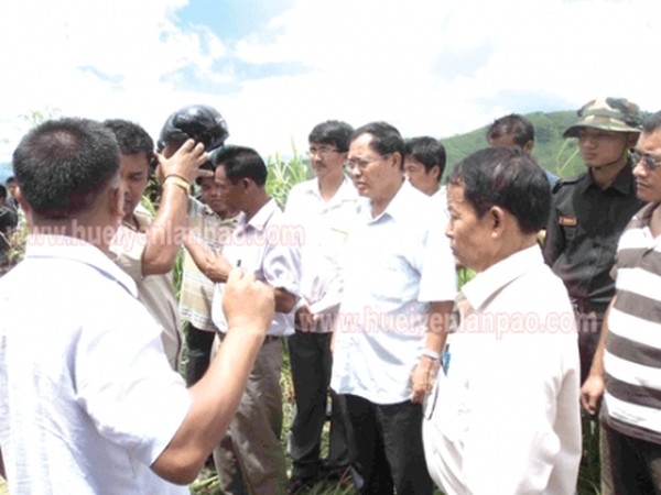 MLA Korungthang coming to inspect the spot where his cousin brother was found murdered