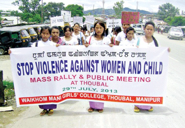 Young women taking part in the rally
