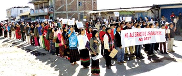 File pic of a rally staged to demand alternative arrangements for the Nagas of Manipur
