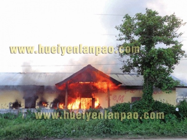The restaurant which was set on fire by DESAM volunteers for allowing students