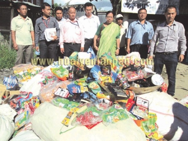 Unhygienic foods and banned tobacco products which were seized by a team of Food Security Officers and the police