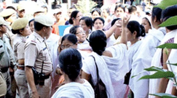 Members  of JAC at a stand-off with the police
