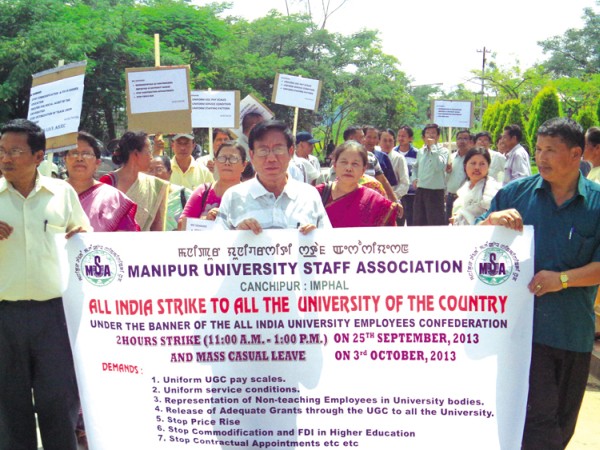 MU employees stage protest rally