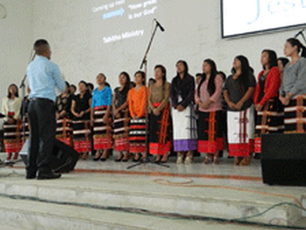 A choir group presenting