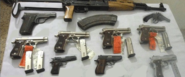 An assortment of guns seized