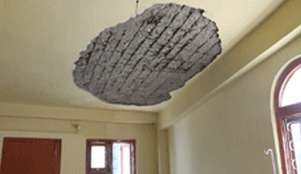 Portion of the ceiling which breaks down