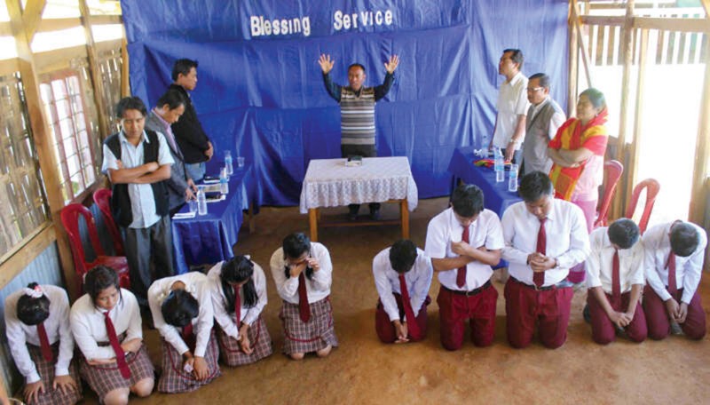 A Blessing service held for candidates of ensuing HSLC exam, 2014 of Life Way Christian Academy, Chandel 