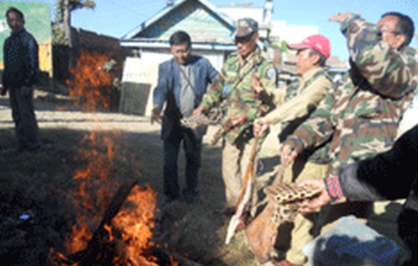 Forest Dept officials setting fire 