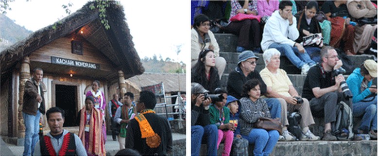 A permanent structure at the Heritage Site, the venue of the Hornbill festival and foreign tourists attending the festival