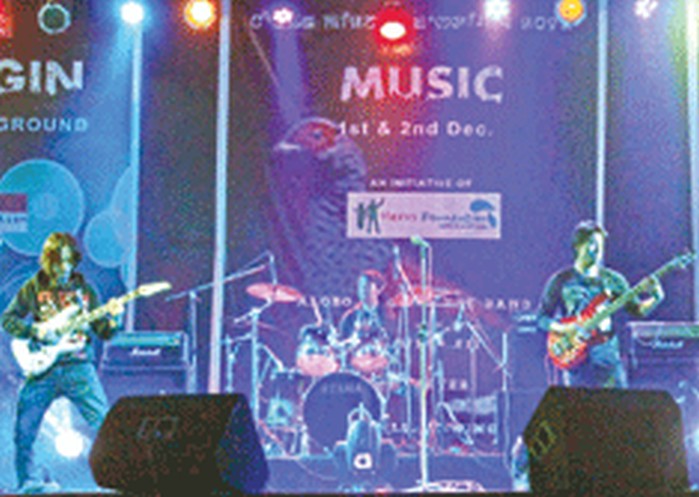 A rock band performing during Nongin Music fest
