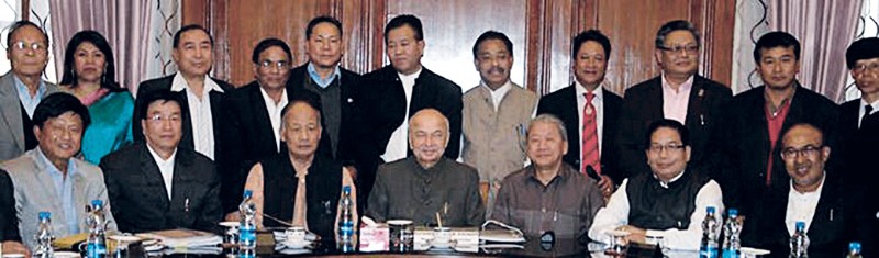 A delegation of political leaders of Manipur led by Chief Minister O Ibobi along with Union Home Minister Sushil Kumar Shinde in New Delhi