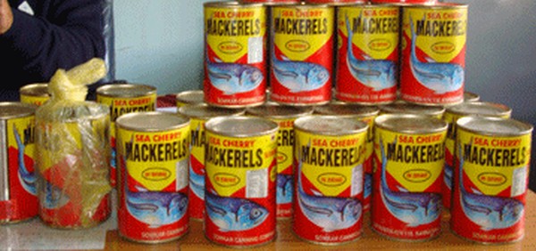 File pic of Sea Cherry Mackerel canned fish put on sale at a store