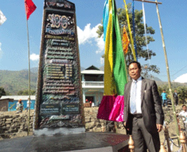 IFC Minister Ngamthang Haokip at the Centenary stone