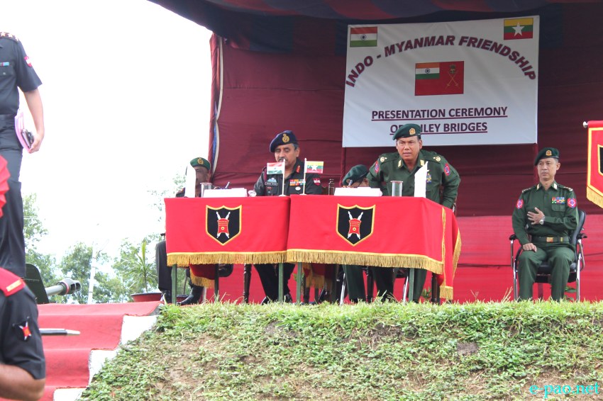Indian Army handed over constructions material for seven bailey bridges to Myanmar Army at Leimakhong Military Bastion :: July 24 2013